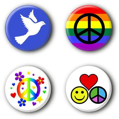 4 Peace Buttons Ansteckbuttons Frieden Peacebuttons Buttonset Anstecker #4 (2,5cm)