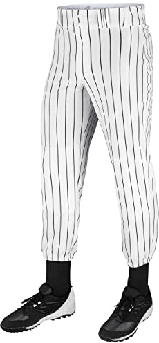 Champro Men's Triple Crown Pinstripe Polyester Baseball Pants White, Black