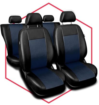 Saferide Autositzbezüge universal Auto Sitzbezüge kompatibel mit Skoda Fabia Blau Kunstleder Autoschonbezüge Blau Sitzauflage Vorne und Hinten