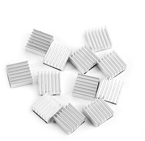 Aluminum Heatsink, Akozon Heatsink Circuit Board 12pcs Small Aluminum Heatsink Cooling Kit with Adhesive Glue on Back 14x14x6mm for Computer Power IC
