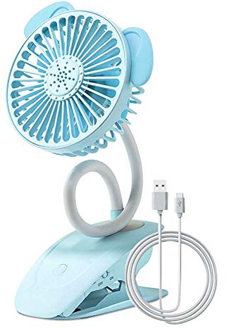 2019 Version Baby Stroller Fan USB Silent Desk Fan with LED Lights 3 Speeds Adjustable Aromatherapy Fan Clip Folding Mini Fan for Pram, Desk, Office, Carseat, Bed, Home Camping and Travel