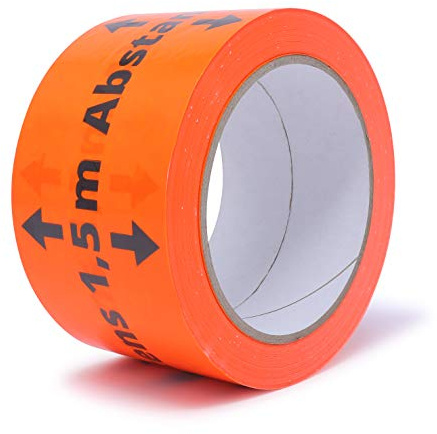 gws Ruban adhésif de signalisation - Distance de 1,5 m - En PVC orange - Ruban de marquage puissant de qualité professionnelle - 60 mm x 66 m