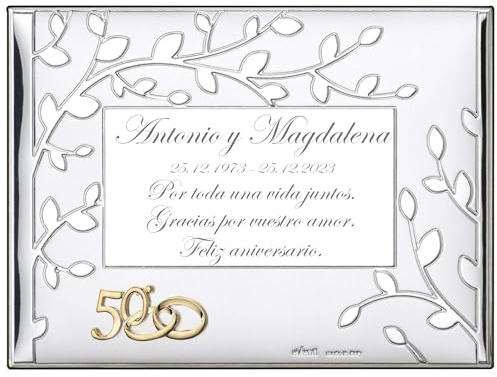JOYERIA EL FARO Placa 50 Aniversario Árbol 13x18 Personalizada Bodas de Oro | Estuche premium incluido