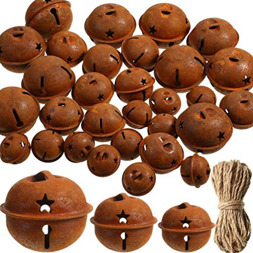 EXCEART 30 Pcs Grelots en étal Rouillé avec Corde de Étoile Creuse Découpe Cloches Vintage Bricolage Artisanat Ornement Pendentif Suspendu pour Arbre de Noël Décoration de