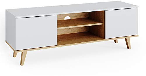 Vicco Lowboard Nautica, Fernsehtisch, Weiß/Sonoma, 138 x 49 cm