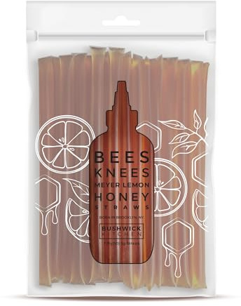 Bees Knees Meyer Lemon Honey Sticks, 50 Count - Delicious, Unfiltered, Natural, Made in the USA Single Serve Honey Sticks for Tea, Coffee & On the Go Sweetener