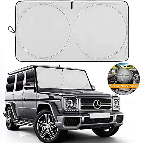 Big Ant Auto Sonnenschutz Frontscheibe innen, Faltbarer Windschutzscheiben-Sonnenschutz mit 99% UV-Schutz | Sonnenblende Universal für SUV, LKW, Jeep (160x85 cm)