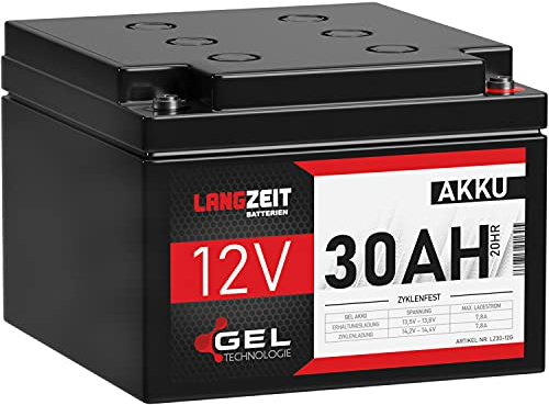 LANGZEIT Akku 12V 30Ah Gel Blei-Akku USV Batterie Rollstuhl 28Ah 32Ah 33Ah
