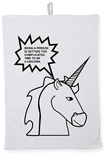 Hippowarehouse Being a person is getting too complicated. Time to be a unicorn Tea Towel Eco Printed Dish Cloth Kitchen accessory 50cmx70cm 100% Cotton