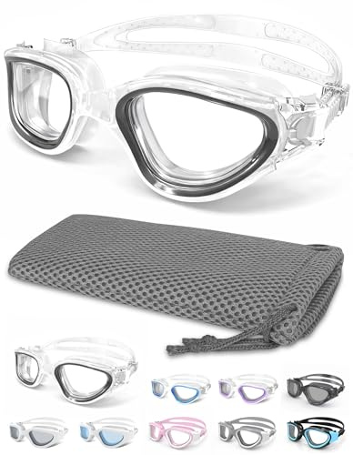 Winline Lunettes de Natation Antibuée Anti-fuite Protection UV Clear View,Lunettes Piscine Polarisée/Non Polarisée pour Hommes Femmes Adultes Adolescents
