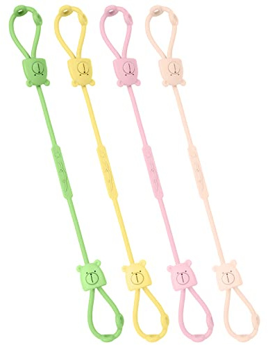 Vicloon Cup Catcher, 4 Stück Sicherheitsgurte Für Spielzeug,Trinkbecher Halteriemen Verstellbarer für Kinderwagen/Babytrage/Autositz, 100% Lebensmittelqualität Silikon, BPA-frei