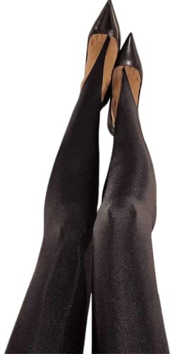 ORANDESIGNE Leggings da Donna Leggings in Maglia a Coste a Vita Alta Pantaloni di Base per Fitness Leggings Attillati Casual Invernali Slim Collant Pantaloni E Nero M