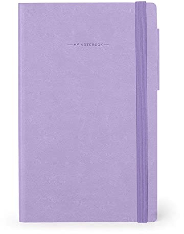Legami - Vita sidanteckningsböcker, Medium, 192 sidor, mjukt PU-omslag, FSC®-certifierat papper, elfenbenspapper 90 g/m², månadsplanerare, telefonbok, bokmärke, 13 x 21 cm, Lavenderfärg