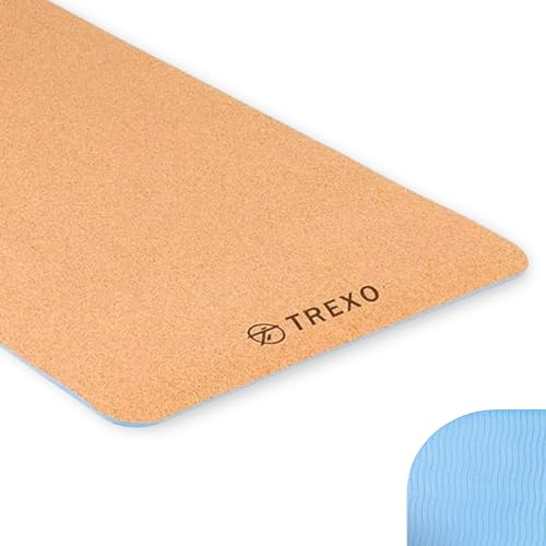 XTREXO Yoga Kork TPE Yogamatte 61 x 183 cm in der Größe und 6 mm in der Dicke Blau für Indoor-Club Pilates Stretching Gymnastik YM-C01N