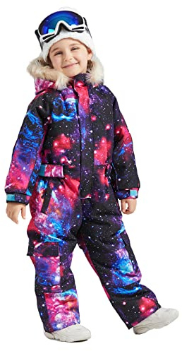 Bluemagic Skianzüge für Jungen und Mädchen, Schneeanzüge für Kinder Winddicht Warm Wasserdicht und Atmungsaktiv, Einteiliges Design, Reißverschlussöffnung (Stern, 120CM, 6 Jahre)