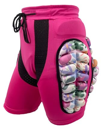 perfk Pantalones Cortos Acolchados para niños, Almohadillas de protección de Cadera, Protectores de Cadera para protección contra caídas, Equipo de, Rosa XS