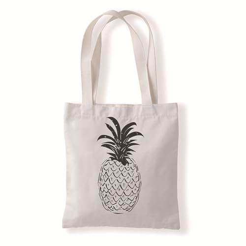 Siebe Tote Bag Aesthetic 33X37 Schwarze Und Weiße Ananas Baumwolltasche Jutebeutel,Stoffbeutel Mit Zwei Langen Henkeln,Stofftasche Faltbar,Wiederverwendbare Jutebeutel