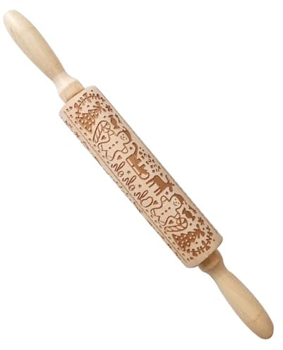 TONGFENG Nudelholz mit Muster Weihnachten | Präge-Teigrolle aus, geprägt | Teigroller Muster Weihnachten Prägung Nudelholz Gravierte Nudelhölzer Kekse Werkzeug zum Backen Geprägter für Küche