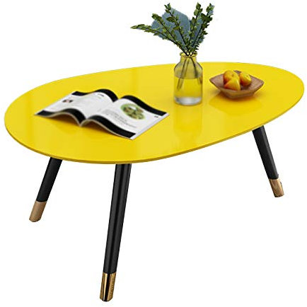 IMYOGI Exquisite Nachttische, Wohnzimmer-Couchtisch, Holzfurnier, ovaler Sofatisch, Empfangsraum, Empfangsraum, Empfangsraum, Sofatisch, Korbtisch (Farbe: Gelb, Größe: 100 x 60 x 40 cm)