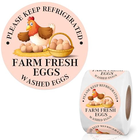 2 inch Farm Fresh Eggs Carton Labels, Colorful Round Egg Carton Stickers Self Adhesive Eggs Stickers Egg Carton Labeling for Chicken Eggs (500PCS)