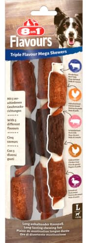 8in1 Triple Flavour Mega Skewers große Kaustangen für Hunde - Kausnacks mit extra viel Fleisch, 160g Beutel (2 Stück)