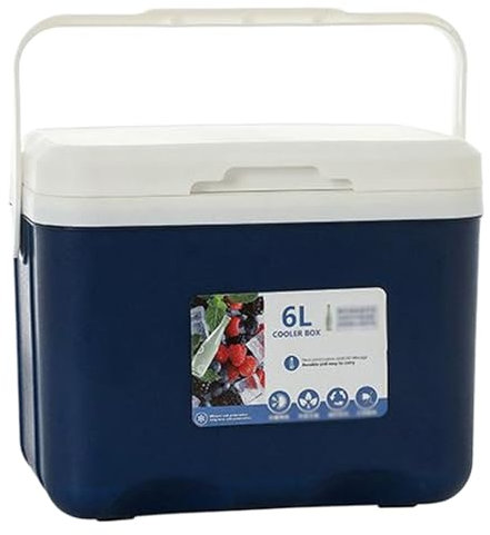 Kühlbox, 6 l, Kühlung und warme, isolierte kleine Kühlbox mit Griff, 10,6 x 9 x 7,1 Zoll, robuste tragbare Kühlbox für den Außenbereich für Picknick, Strandgrill (blau), Eisbox, Kühler, tragbarer Kühl