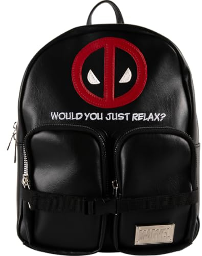Cerda Marvel Deadpool Backpack - Faux Leather - Black, Black, One Size, Casual, Black, Taille unique, Casual