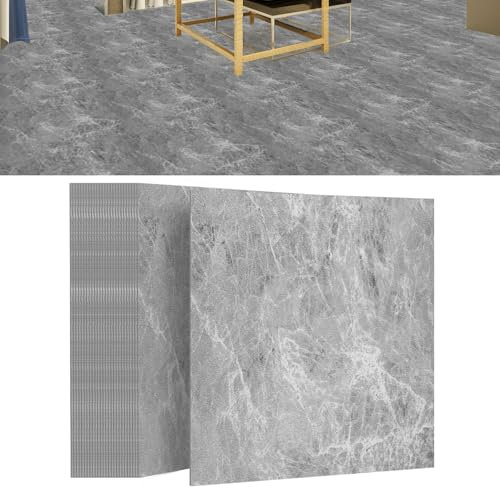 Aufun Piastrelle adesive in PVC per pavimenti in vinile, antiscivolo, per bagno, impermeabile, per camera da letto, soggiorno, cucina, 30 cm x 30 cm, 2,51 m²/27 piastrelle, colore: grigio marmo