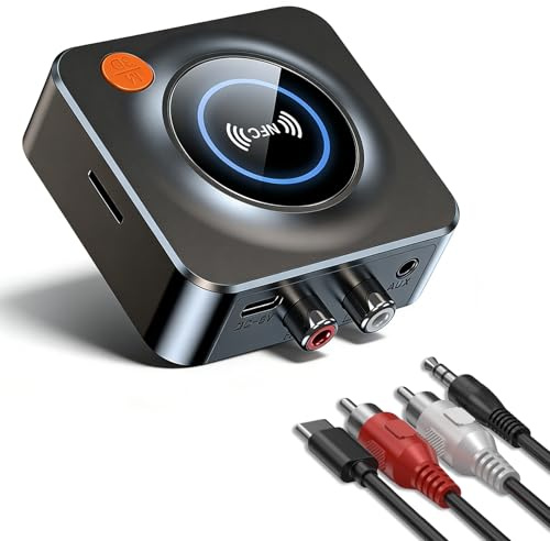 KAIY - Receptor Bluetooth para estéreo doméstico, adaptador AUX RCA a Bluetooth para altavoces antiguos, receptor de audio inalámbrico NFC para sistema de sonido de transmisión de música, convierte