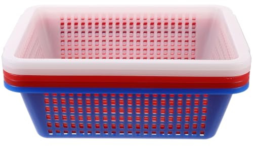 Cestas de Almacenamiento Rectangulares de Plástico, 5 Piezas Ligeras | Lavado de Verduras y Fruta, Uso en Baño u Oficina, Diseño Sencillo y Práctico, Ayuda a Mantener Orden Color Aleatorio