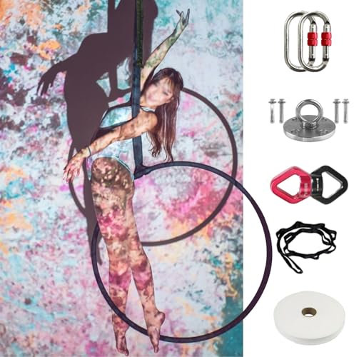 WQZzjm Hoop Iron Aerial Hoop Set komplett, Single Point Aerial Hoop Kit mit kompletter Rigging-Hardware, 360° drehbarer Fitness Aerial Yoga Ring (Größe: 95 cm (37)) (eine Farbe 85 cm (33))