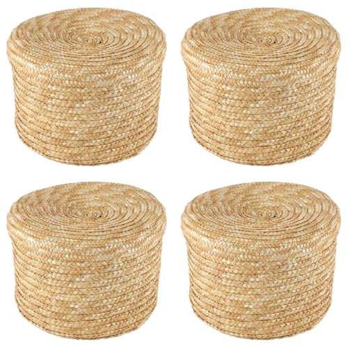GNURBDILFO 4X Trigo Paja Tejida Canasta De Almacenamiento Canasta De Almacenamiento Canasta Innovadora Acabado MarróN Natural Acabado Canasta Decorativa (Grande)
