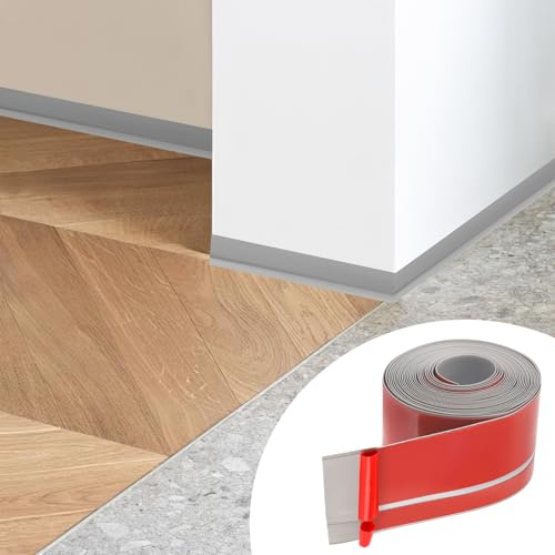 bukolico Weichsockelleiste Selbstklebend, 50x20mm 6 Meter Sockelleiste Selbstklebende, PVC Weichsockelleiste Flexibel Fussleisten Selbstklebend, Flexible Knickleiste für Küche und Bad (Grau)