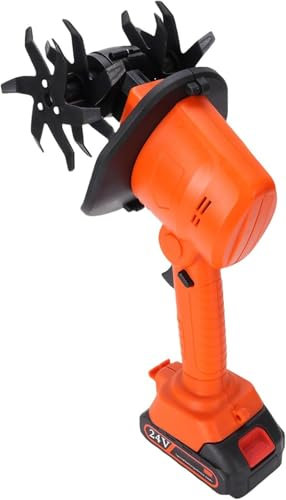 WJMRELIABLE 24v Cordless Electric Tiller,Handheld Garden Cultivator,235rpm,4inch Tilling Depth,With 2 * 1.5ah Batteries & Charger,Portable Garden Rototiller,For Gardening Lawn Maintenance