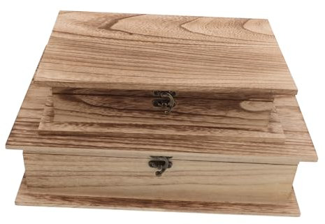 Luxshiny 2 Cajas De Madera Con Forma De Libro Para Recuerdos Con Tapa Abatible Organizador Decorativo Para Guardar Libros Tarjetas Y Baratijas 2 Tamaños