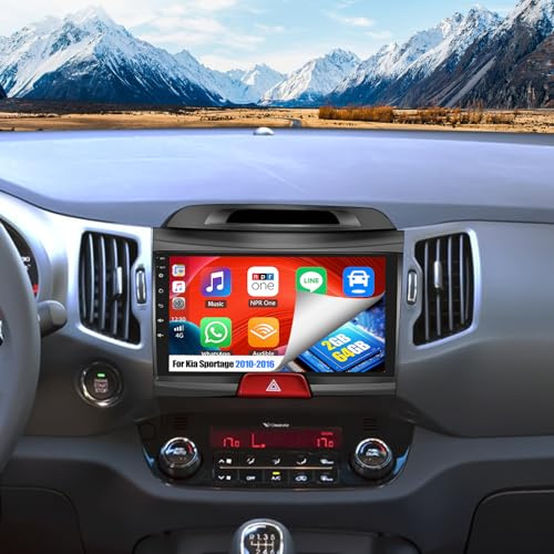 OiLiehu 2G+64G Android 13 Car Stereo for Kia Sportage 2010-2016 with Wireless CarPlay Android Auto, 9 IPS Touchscreen 2 Din Radio with WiFi Bluetooth Mirror Link EQ FM RDS SWC Backup Camera