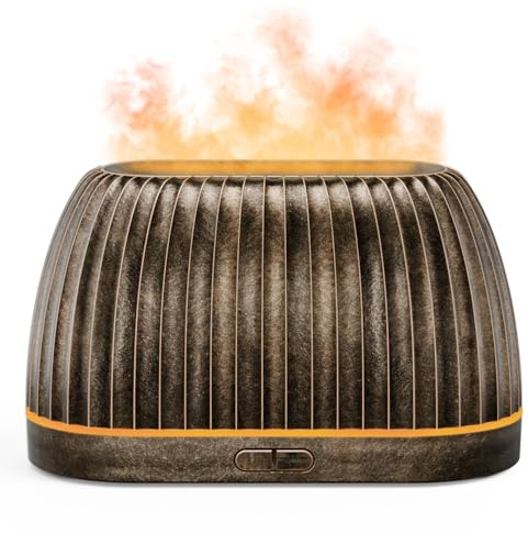 SoulOrigin Bronze Flamme Aromatherapie Ätherisches Öl Diffuser, Mit 7-Farbe LED-Lichter & Auto-Shut-Off, Ultraschall- für Zuhause, 120ml Samll Duft Diffuser für ätherische Öle - Gold