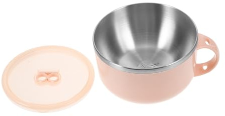 ARTSEWPLY Ciotola Per Zuppa e Noodles Da 1200 Ml in Pietra Medica Rivestita Antiaderente Coperchio Rosa, Contenitore Per Alimenti Adatto Per Ragazzo Ragazza e Uso Domestico