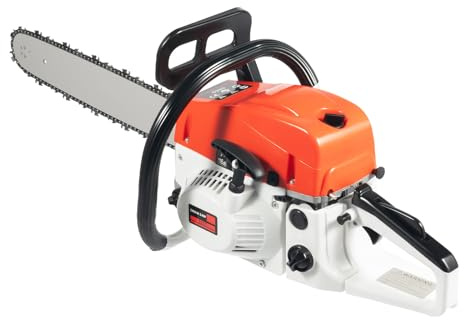 20 Gas-Powered Chainsaw 2000W 52CC 2-Stroke Gasoline Chainsaw, Petrol Chain Saw Cutting Wood Gas Sawing Air-Cooled Chain Saw Set 7500rpm High Speed with a Hand-Pull Spring-Loaded Starter Handle