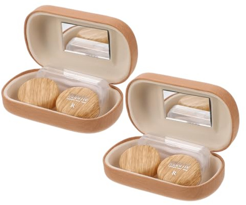VICASKY Retro Leather Grain Large Diameter Leak-Proof Holder Duo Set 2pcs Portable Storage Box for Daily Travel Use