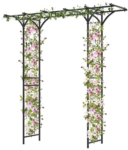 Tonnelle de jardin surélevée de 2 m – Treillis décoratif avec toit étendu pour plantes grimpantes, vignes, roses – Pergola extérieure pour mariages, pelouse et fêtes dans le jardin