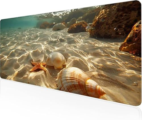 Musmatta skal spelmusmatta strand stor skrivbordsmatta 700 x 400 x 3 mm, arbete från hem nödvändigheter halkfri gummibas specialtexturerad vattentålig yta slitstark för kontorsdator, bärbar dator Y1