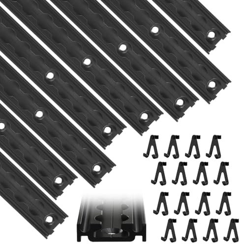 8 x 1m Airlineschiene, Halbrunde Form mit Bohrungen,Eloxierte Zurrschiene mit 16 Doppelhaken,Aluminum Airlineschiene,Ladungssicherung für Anhänger,PKW und Camper