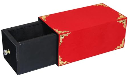 Luwecf Zauberkasten Holzkasten Schubladenbox Zaubertrick Magier Illusionsrequisit mit Magischem Verschwinden Und Erscheinen Aus Holz für Professionelle Bühne, Rot, 28 X 15 X 12.5 cm