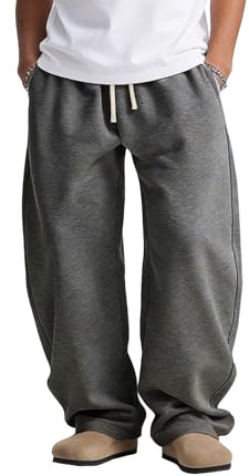 AIFARLD Mens Baggy Sweatpants Casual Drawstring Sweat Pants Y2K Wide Leg Relaxed Fit with Pockets Dark Grey