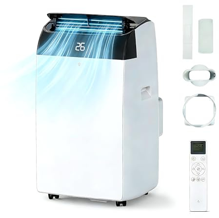 Portable Air Conditioner, 10000 BTU 4-in-1 Smart AC Unit – Cooling, Dehumidifier & Fan, Smart Follow, 48dB Quiet, 500 Sq ft Coverage, 30L/Day, 24H Timer, Window Kit Included
