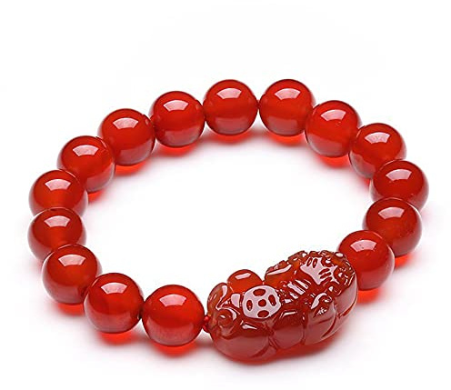 Armband， Tur Pixiu Armband Naturliga Agater 8/10MM Meditation Avvärj Onda Andar Bringer Lycka Välstånd, 10mm(-)