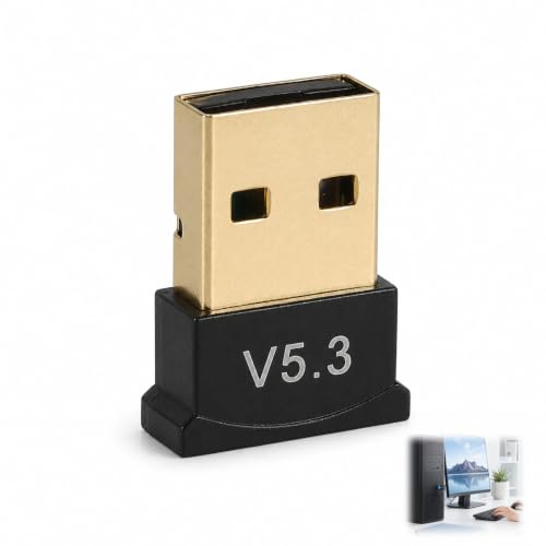 Adattatore Bluetooth 5.3, Adattatore USB Bluetooth 5.3 Plug and Play Chiavetta USB per PC Compatibile Windows 11 10 8.1 Connessione Wireless Cuffia Tastiera Mouse Altoparlante Stampante Smartphone