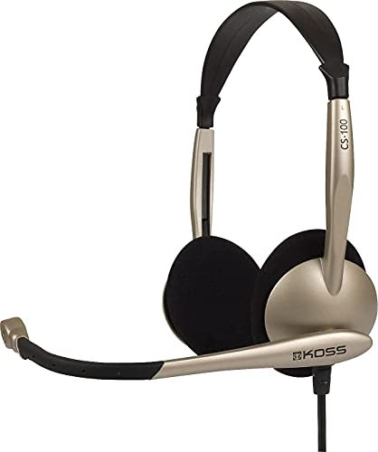 Koss CS100 Communication Headset with Noise Cancellation technology (3.5 mm Jack) for iMac/Laptop/PC/DJ/MP3 Players - Gold|Black