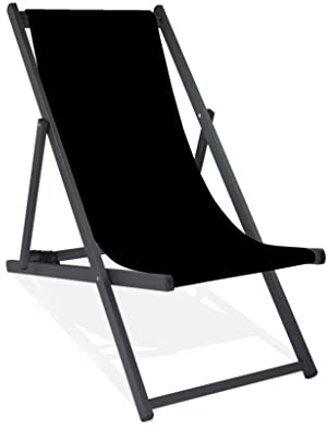 MultiBrands Liegestuhl, klappbar, Aluminium, Sitzbezug Schwarz, schwarz lackiert